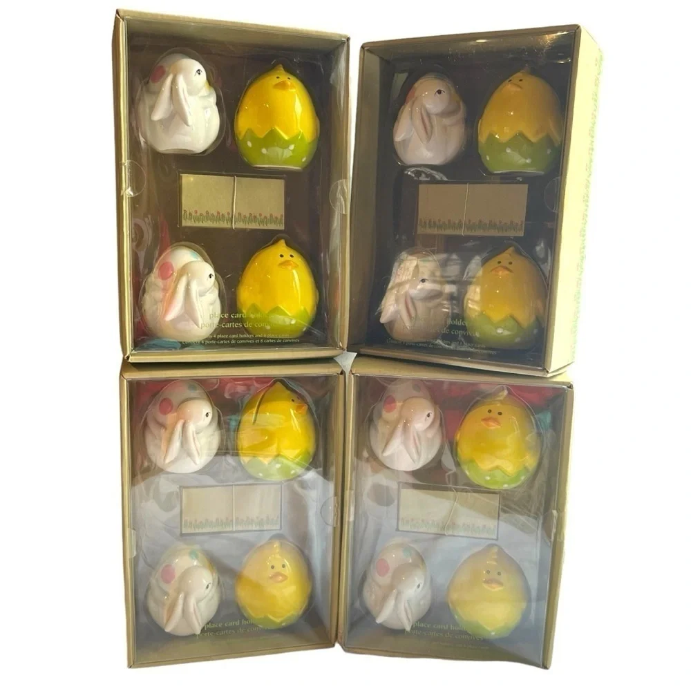 Pier 1 Easter Place Card Holders Set of 4 Bunny and Chick Vintage